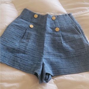 SANDRO HIGH WAISTED TWEED SHORTS